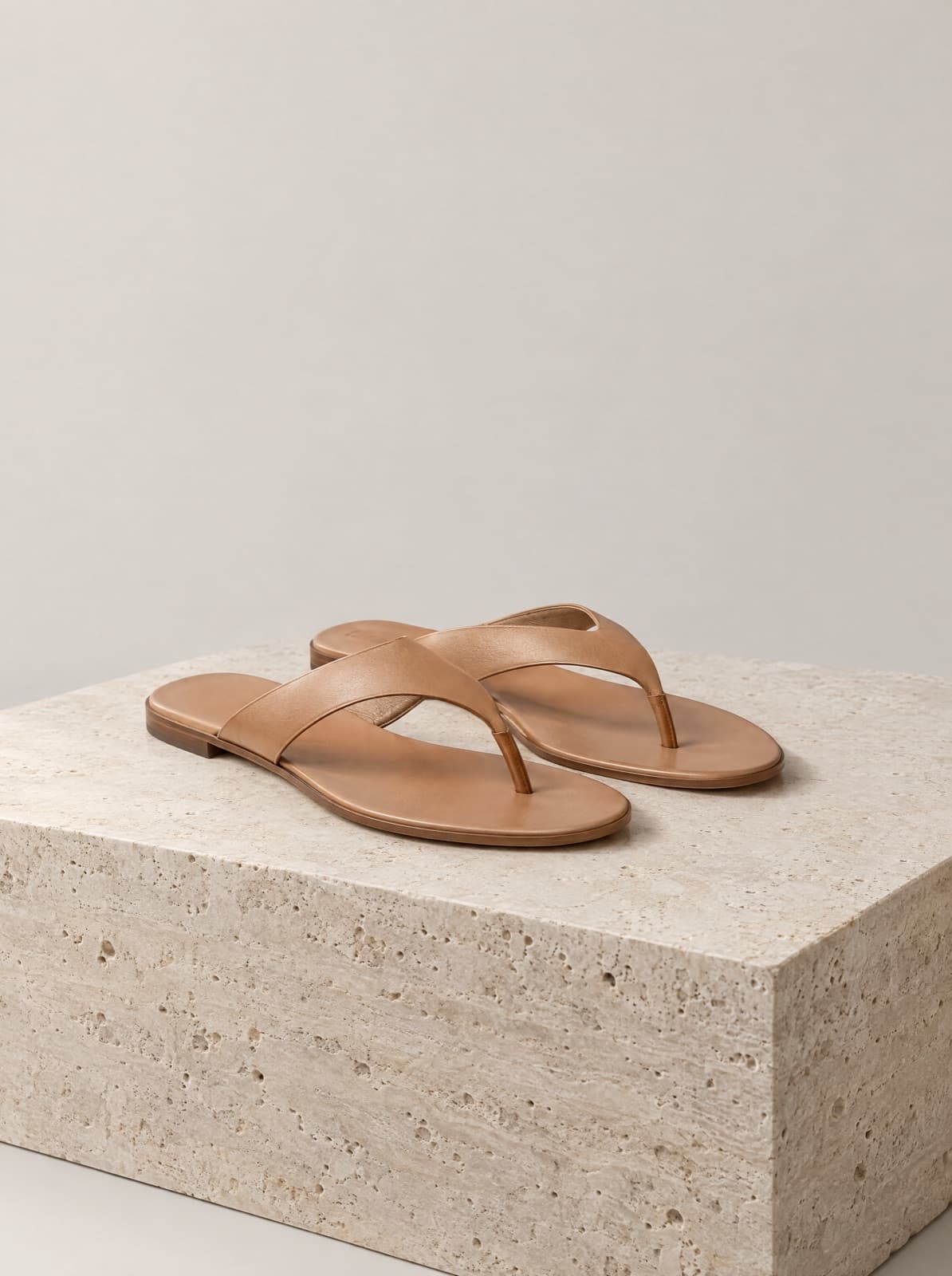 Amara Thong Sandal in Tan, side view