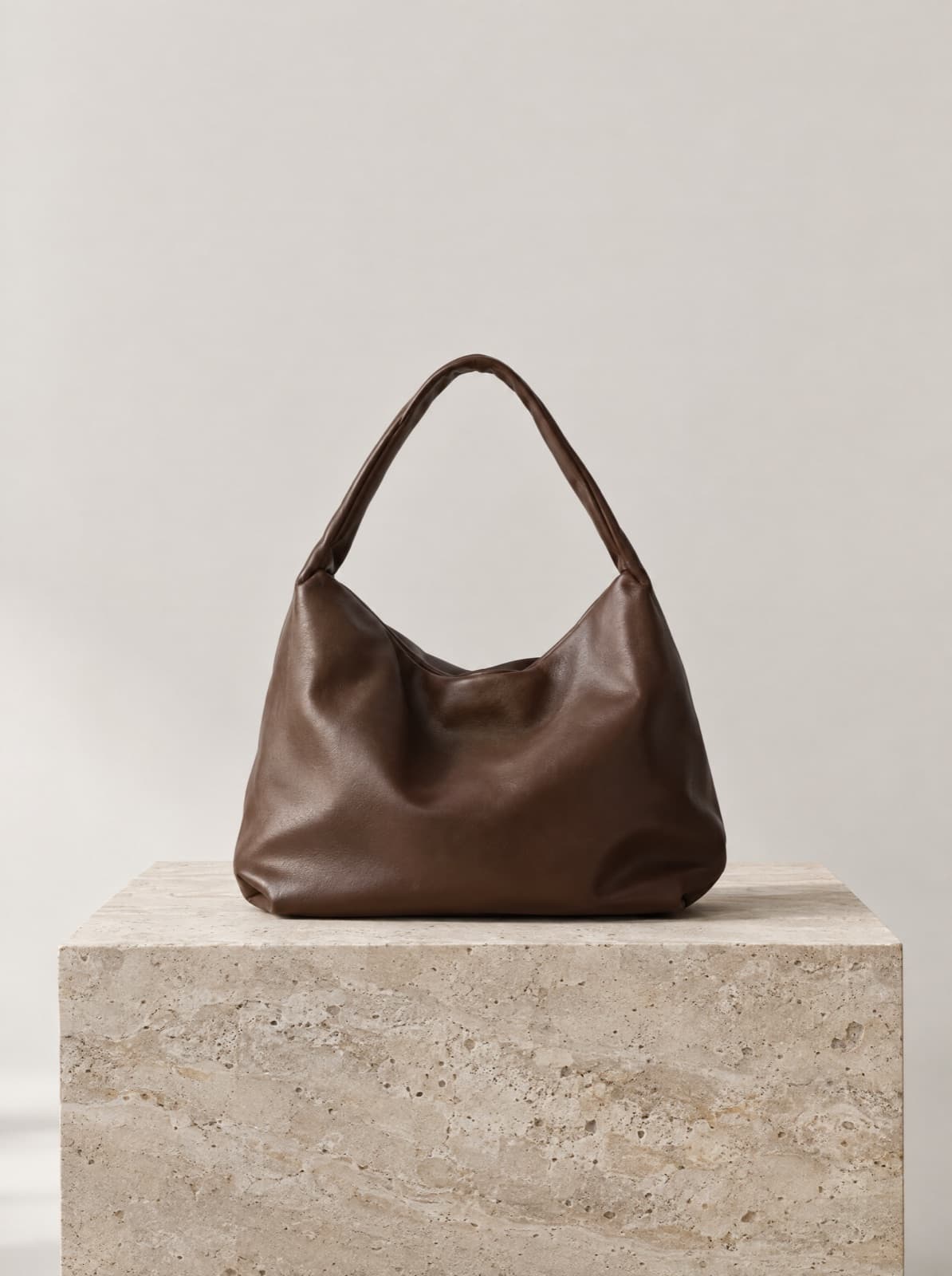 Aria Shoulder Pouch in Chocolate, front view