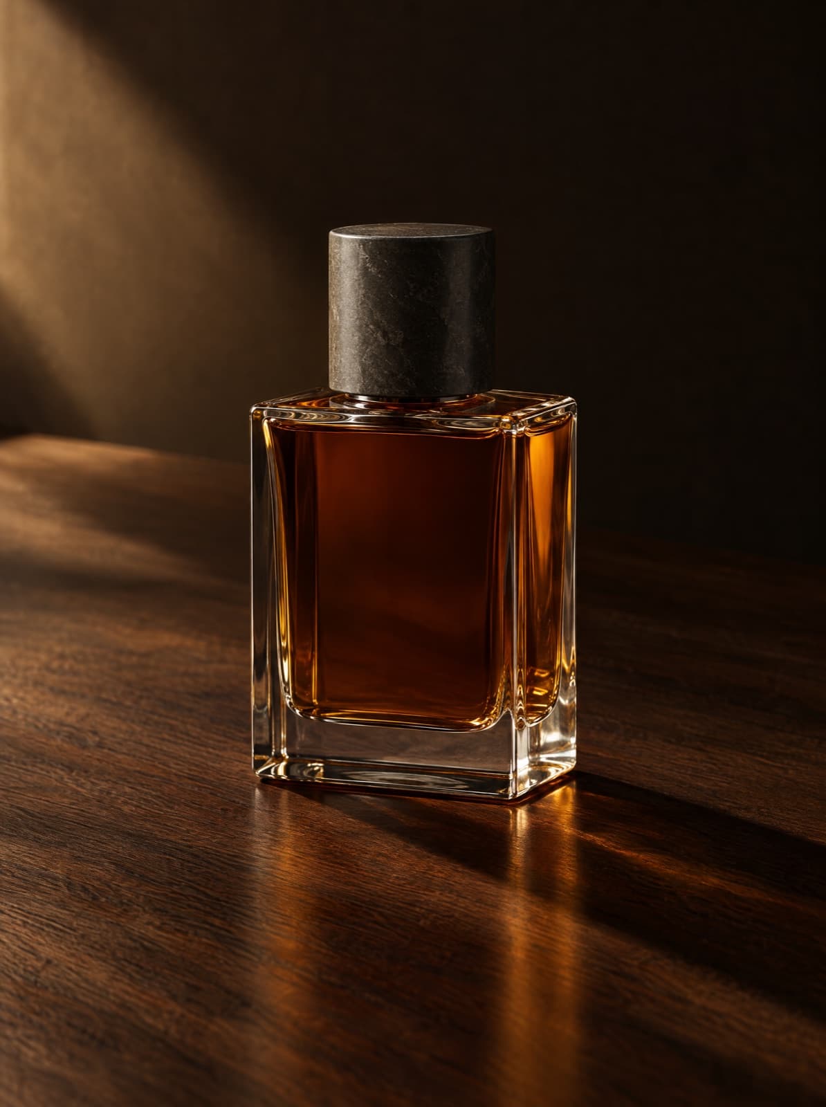 Cedar Smoke Eau de Parfum on a dark wood surface