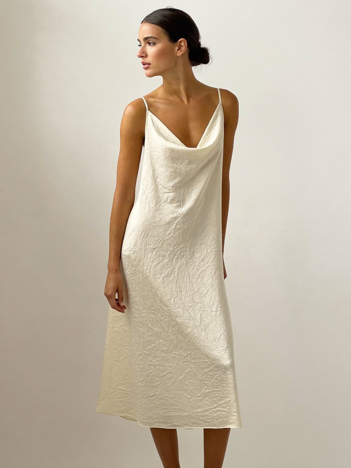 Aurelia Slip Dress in Ivory, front view