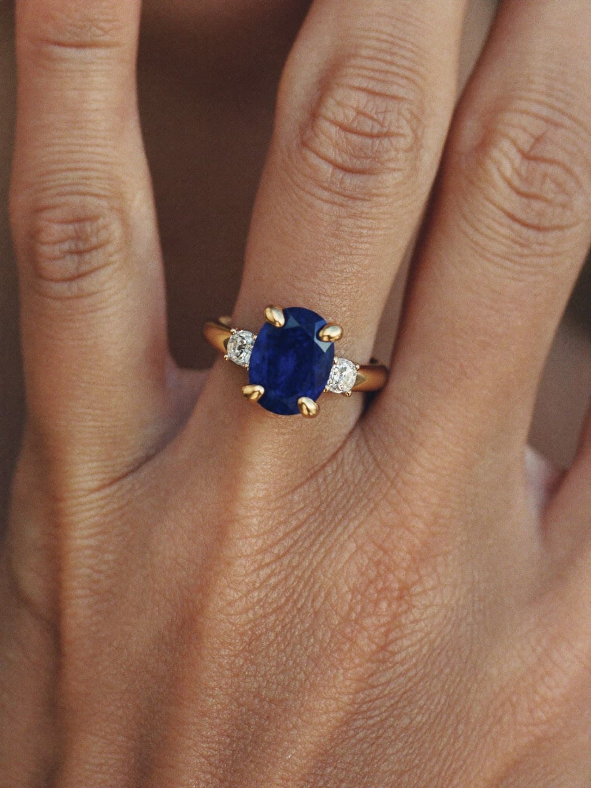 Beatrice Sapphire Ring in Yellow Gold, worn