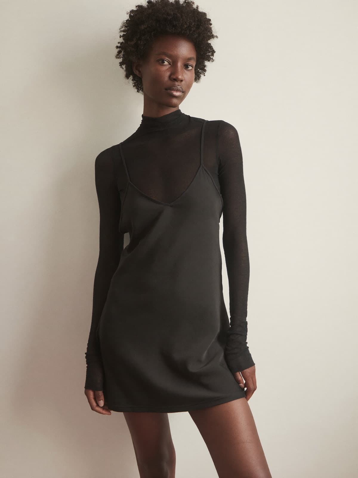 Bibi Mesh Top in Black, front view