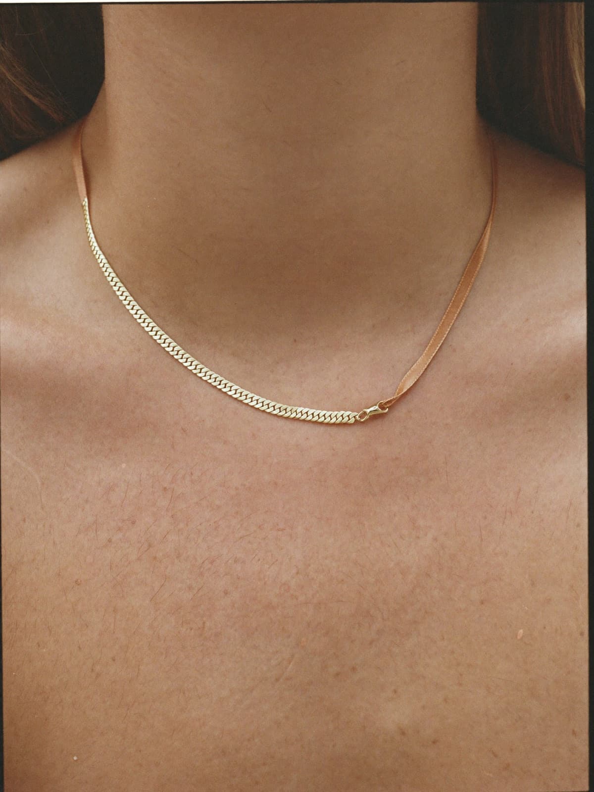 Brook Herringbone Chain in Gold, worn