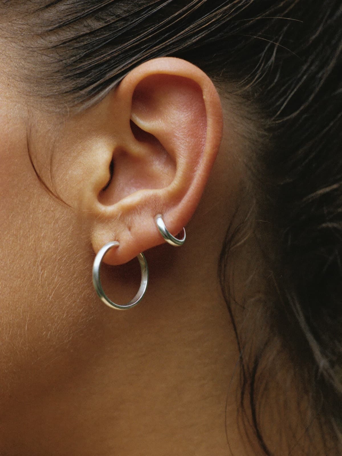 Caro Ear Cuff in Silver, worn