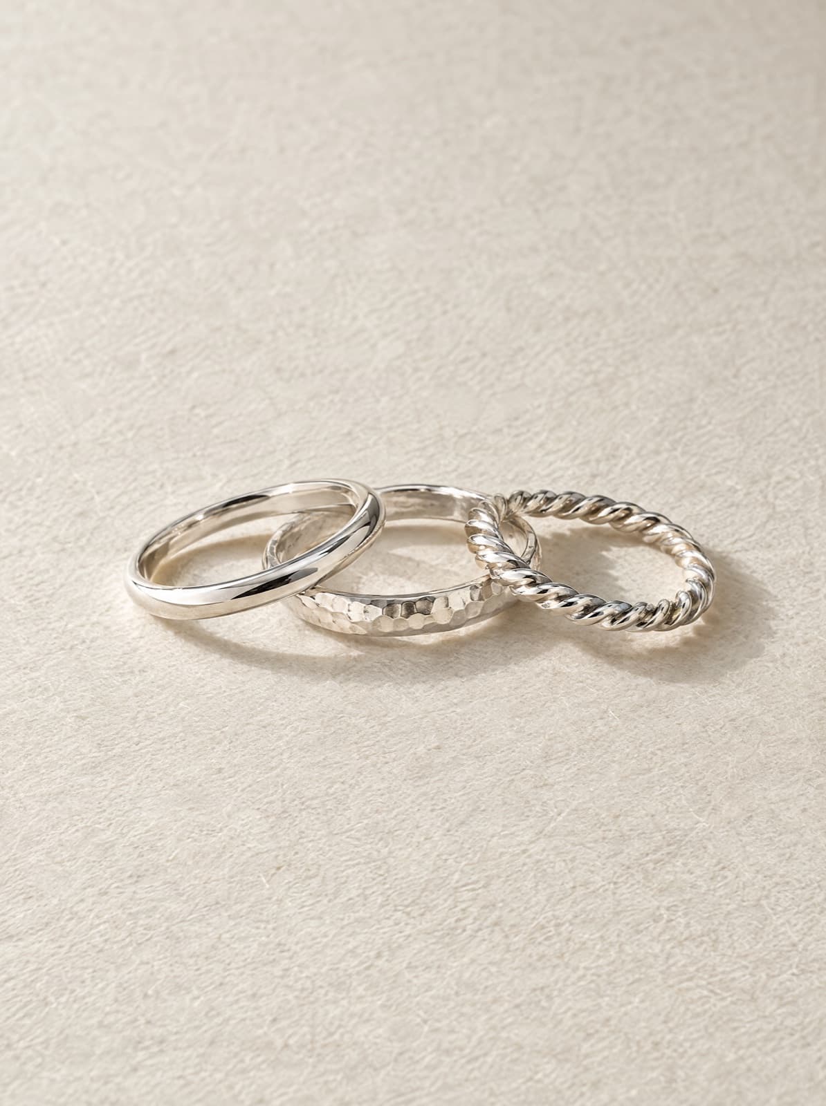 Cirrus Stacking Rings in Silver