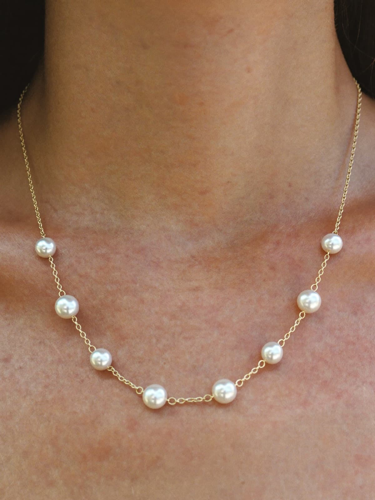 Cove Station Necklace in Gold, worn