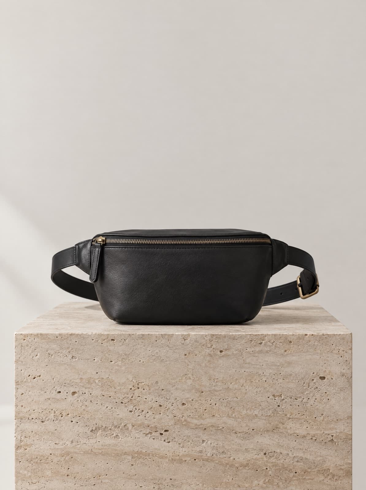 Delia Belt Bag in Black, front view