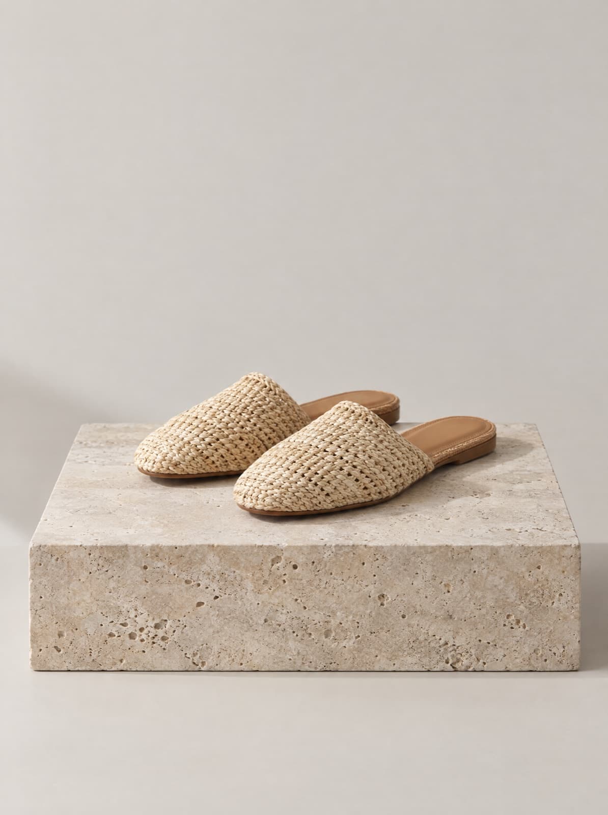 Dora Raffia Mule in Ecru, side view