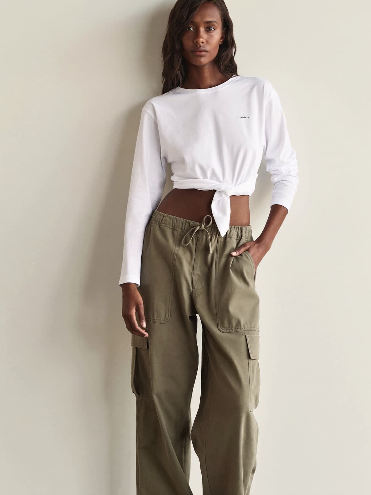 Elke Cargo Trouser in Olive, front view