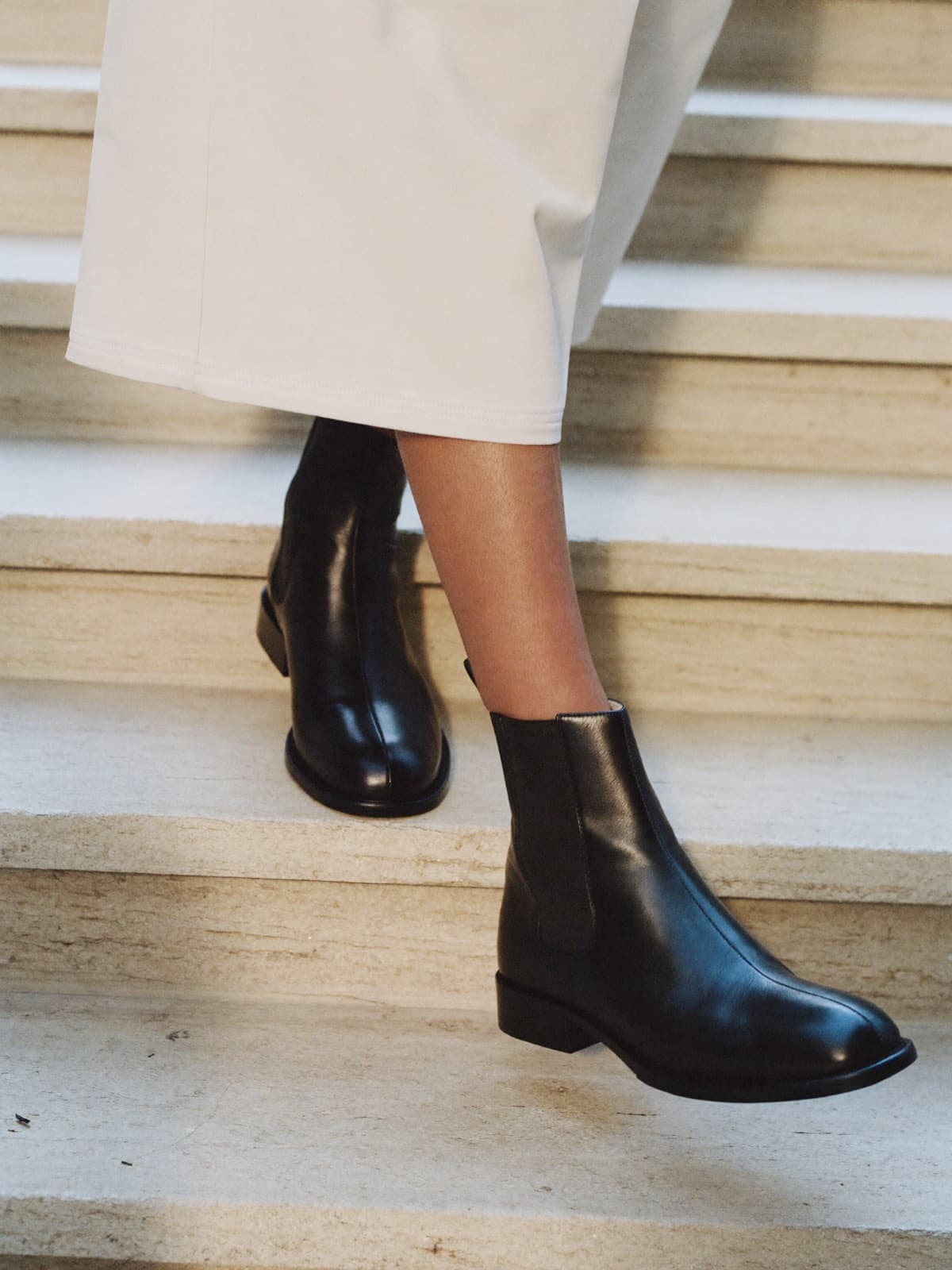 Gaia Chelsea Boot in Black, worn