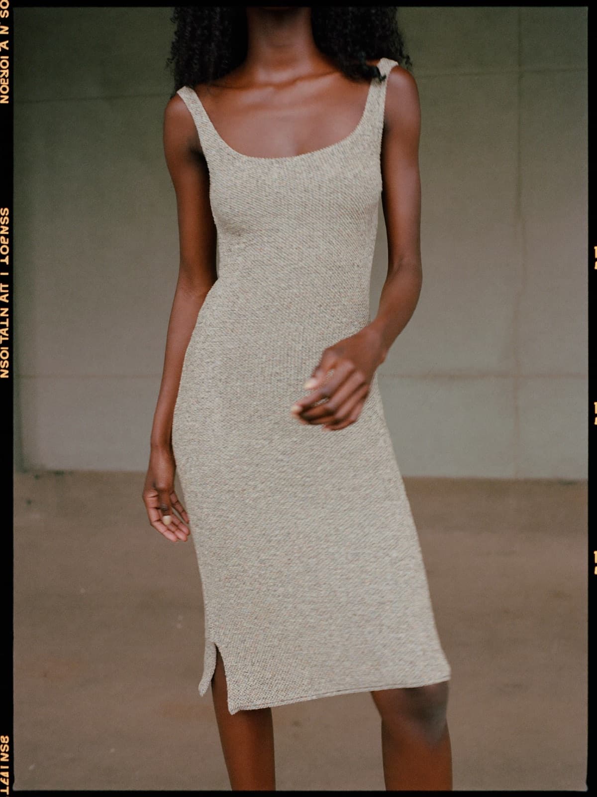 Gisèle Knit Tank Dress in Oat, worn on location