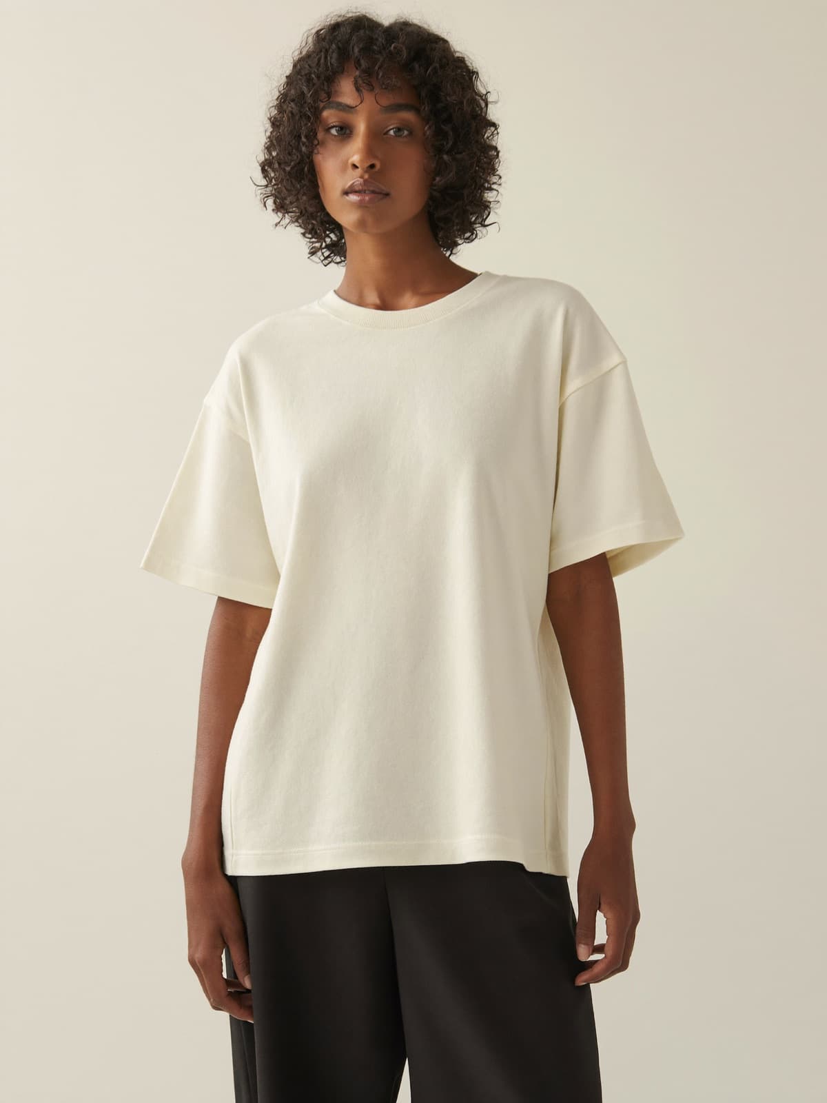 Hana Oversized Tee in Ecru, front view