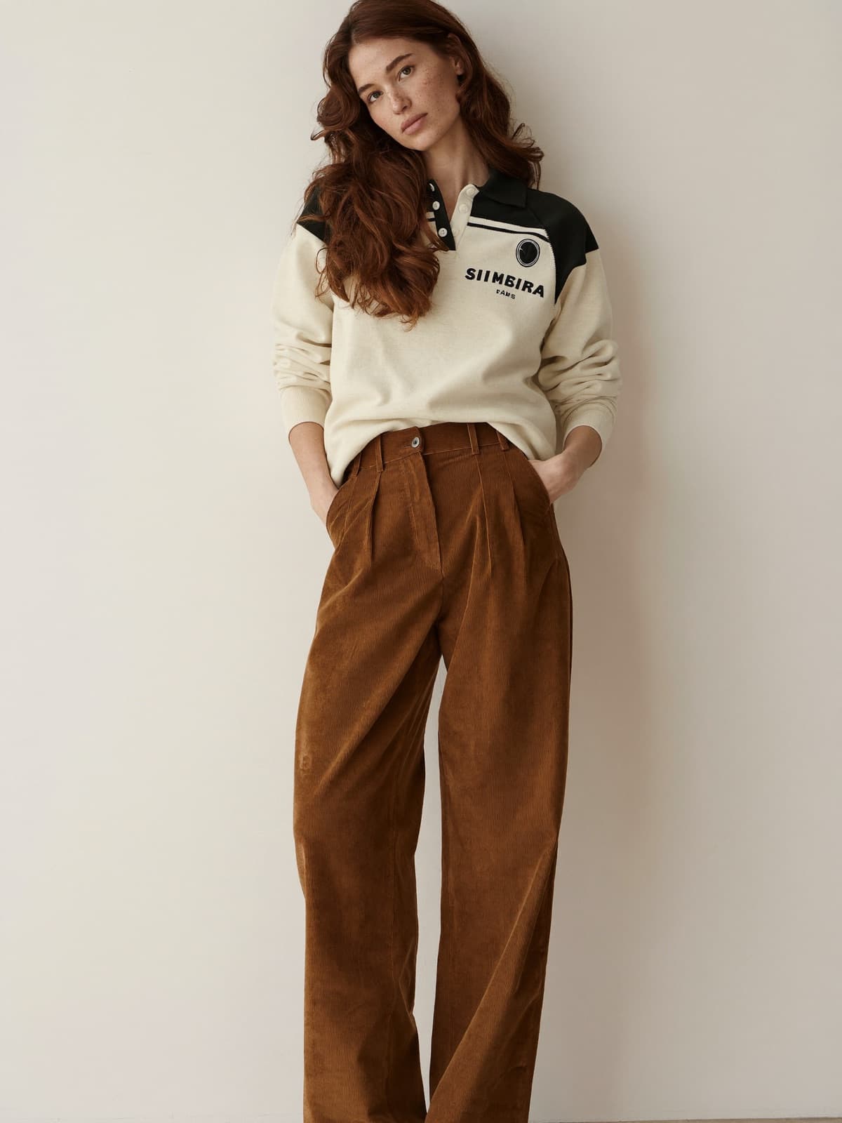 Ingrid Cord Trouser in Cognac, front view
