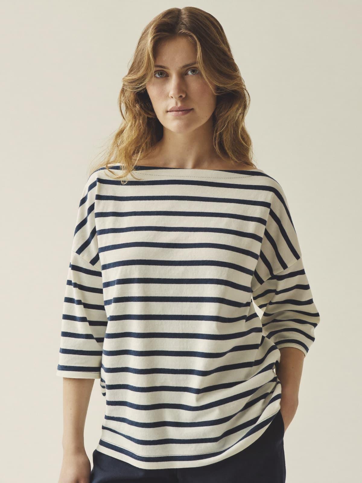 Iris Breton Tee in Ivory, front view