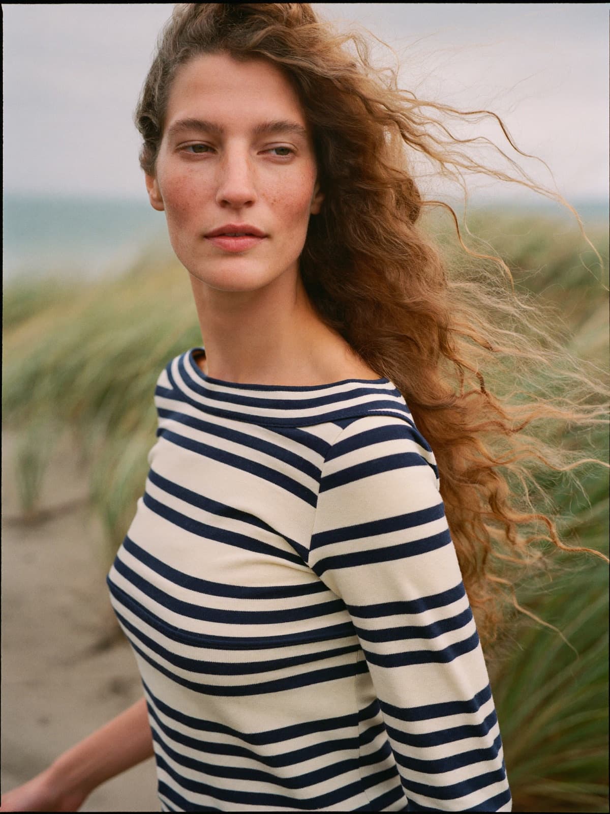 Iris Breton Tee in Ivory, worn on location