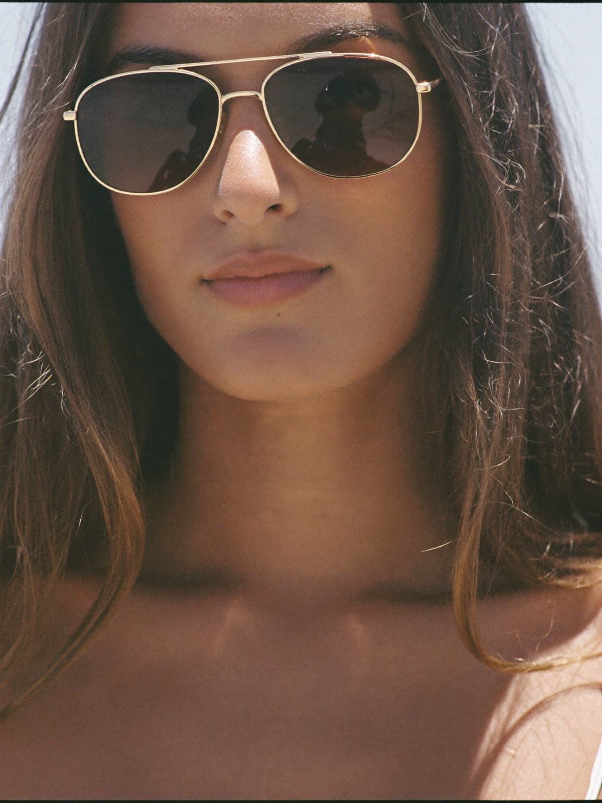 Isabo Aviator Sunglasses in Gold, styled