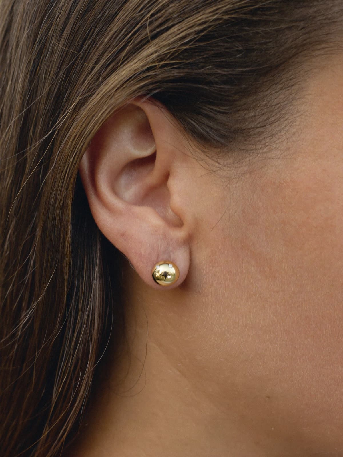 Isla Diamond Studs in Yellow Gold, worn