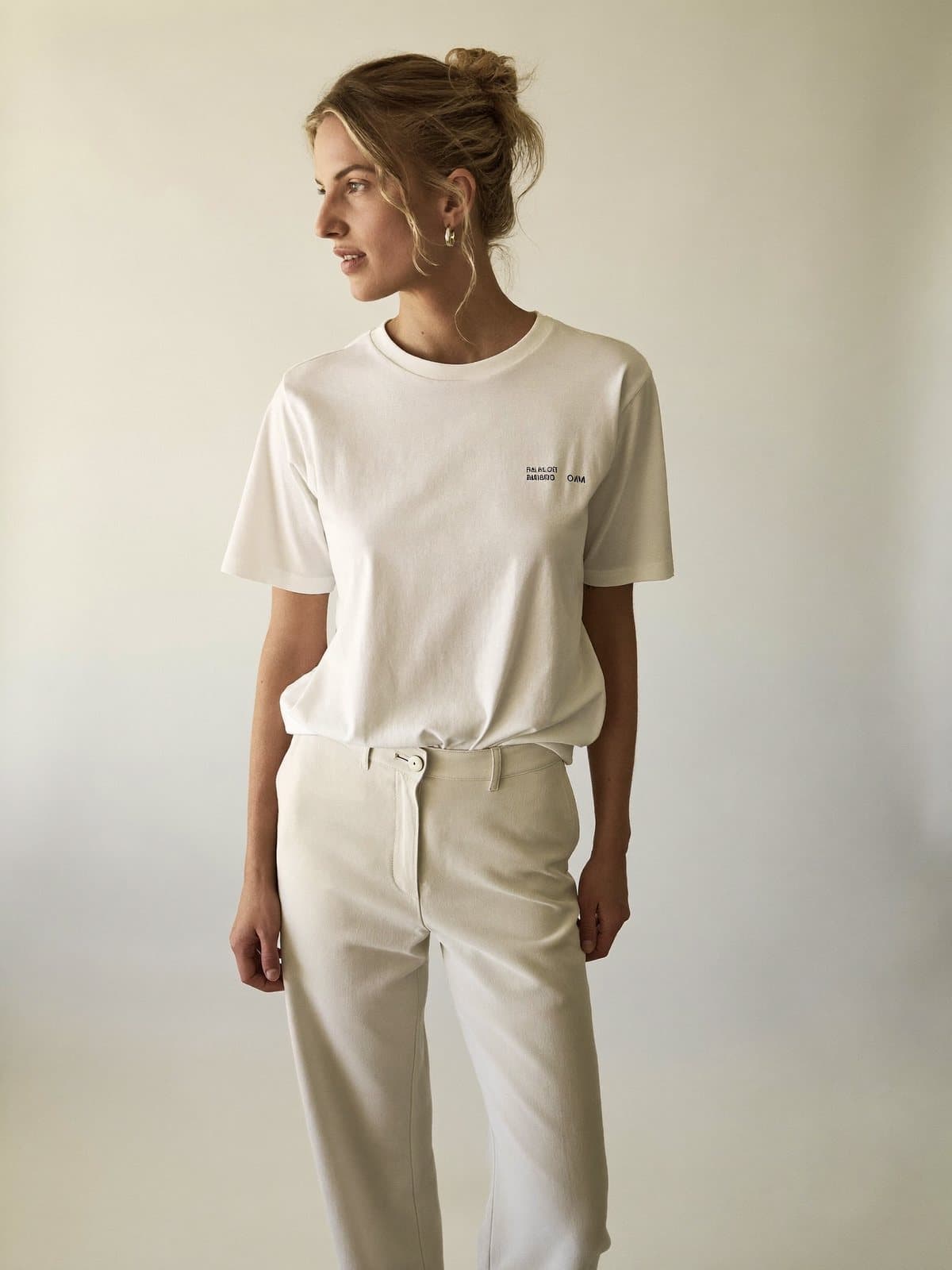 Juniper Crew Tee in White, front view
