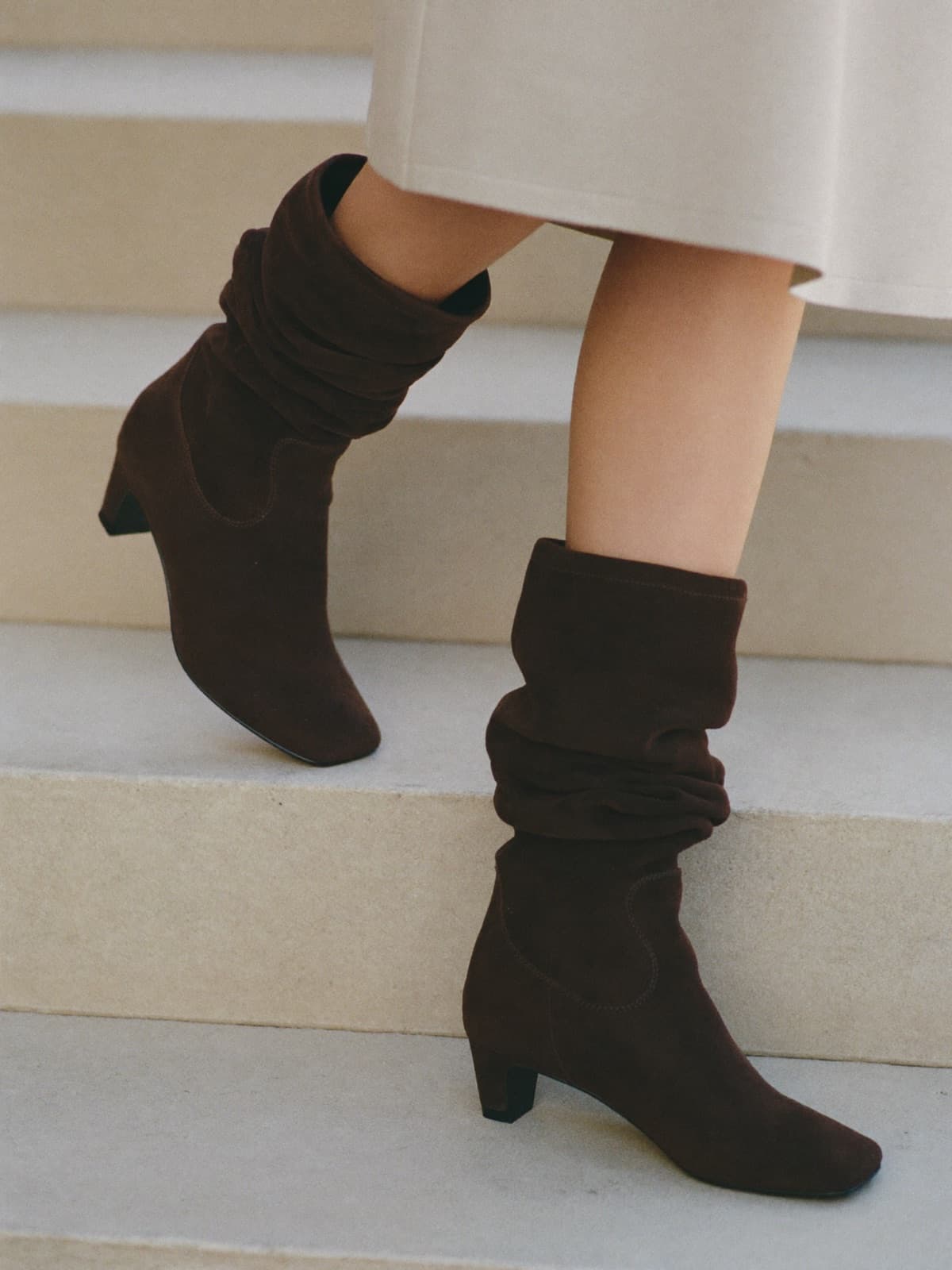 Kaja Slouch Boot in Espresso, worn