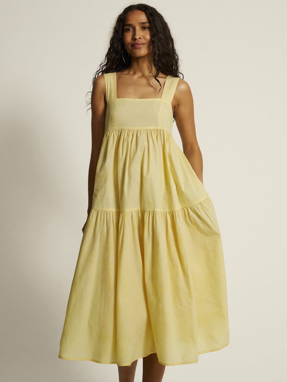 Liane Poplin Sundress in Butter Yellow, front view