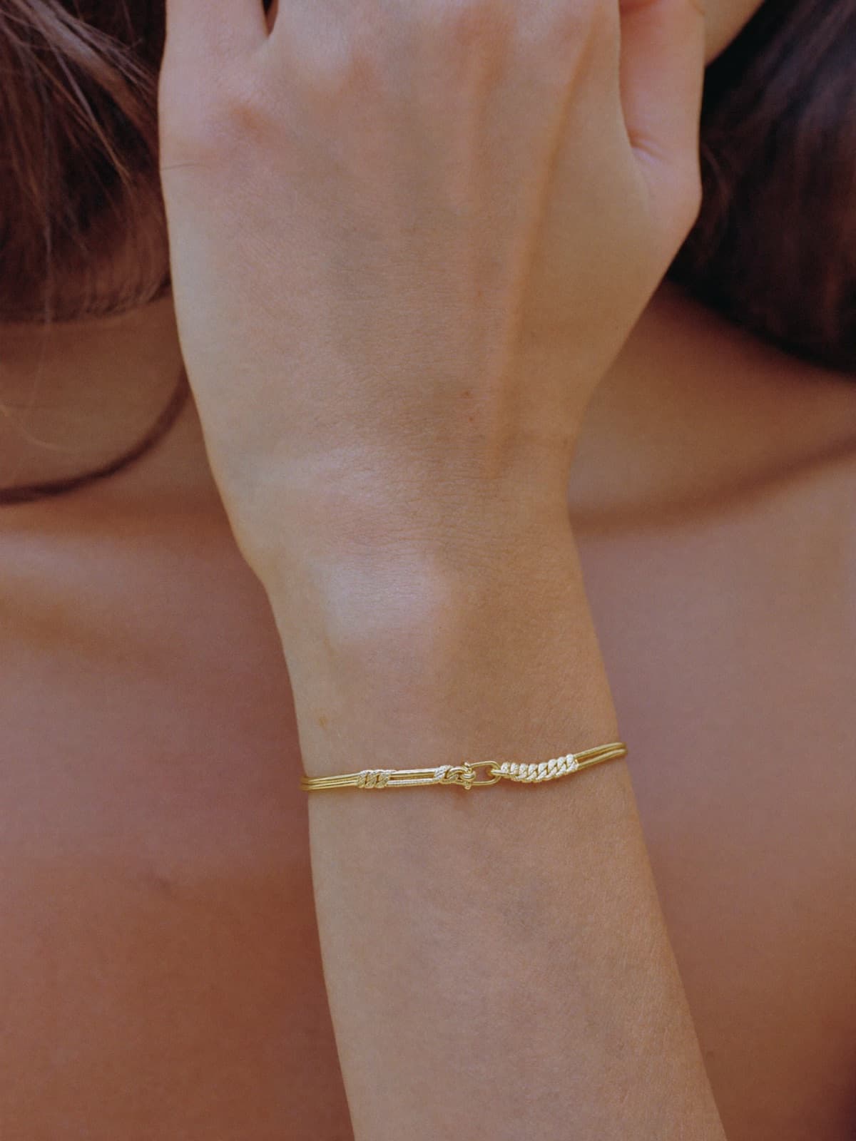 Linnet Chain Bracelet in Gold, worn