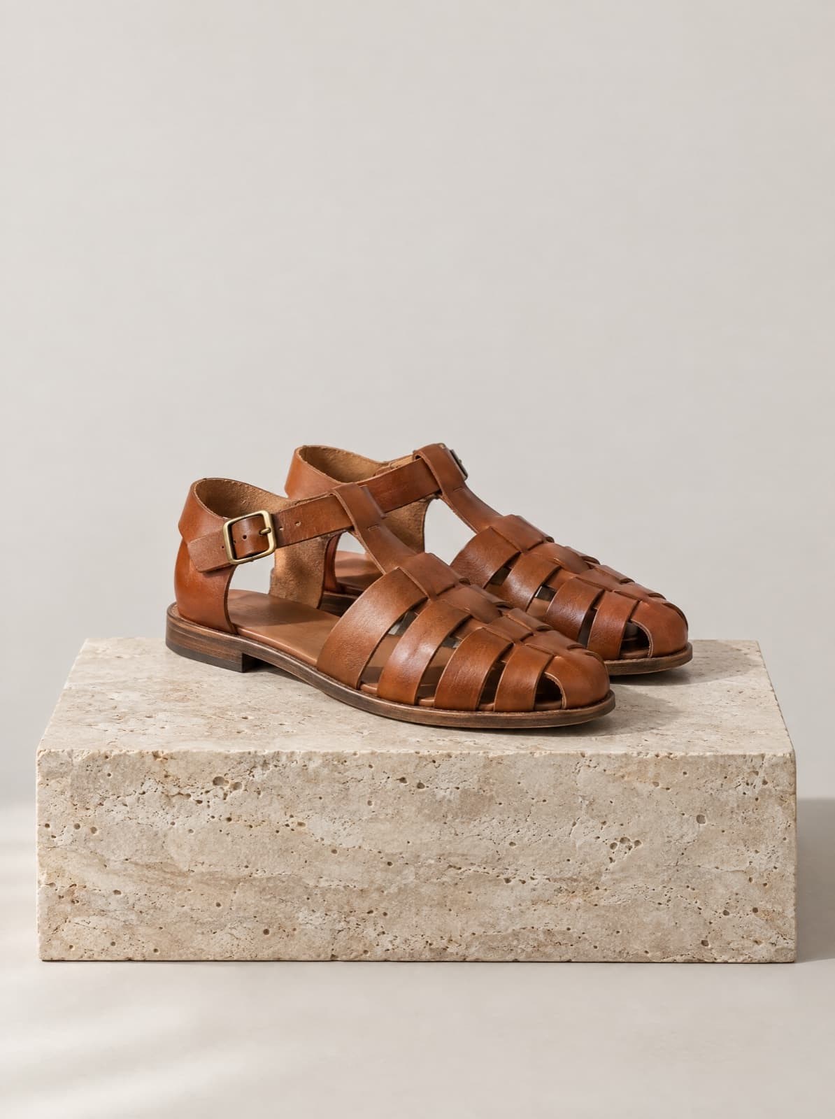 Nita Fisherman Sandal in Cognac, side view