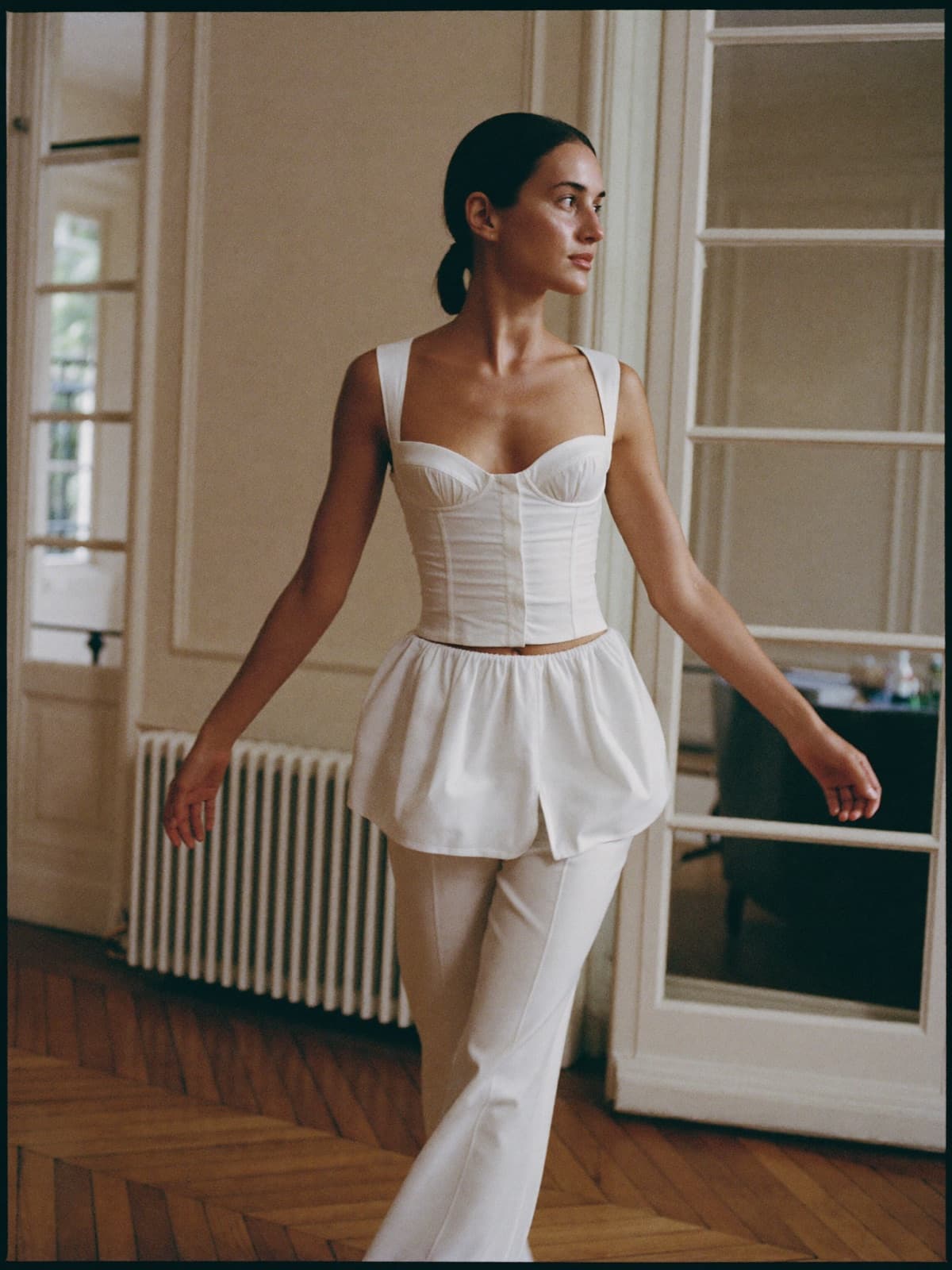 Noémi Bustier Top in White, worn on location