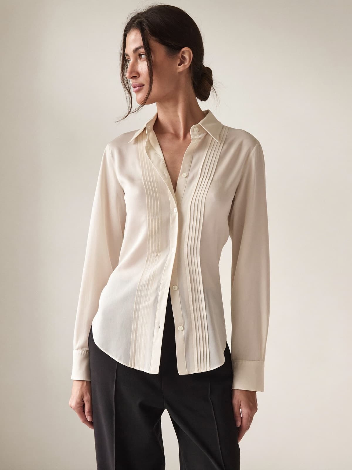 Odette Georgette Blouse in Ivory, front view