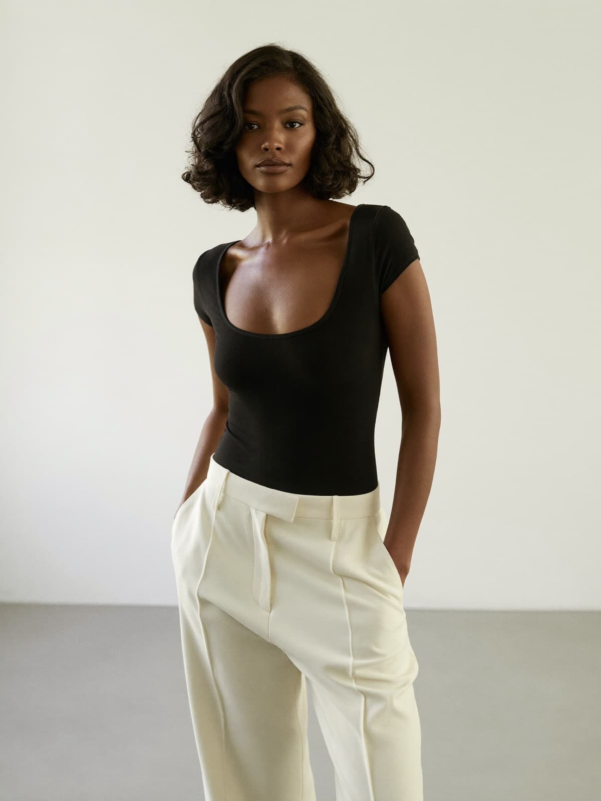 Perle Bodysuit in Black, front view