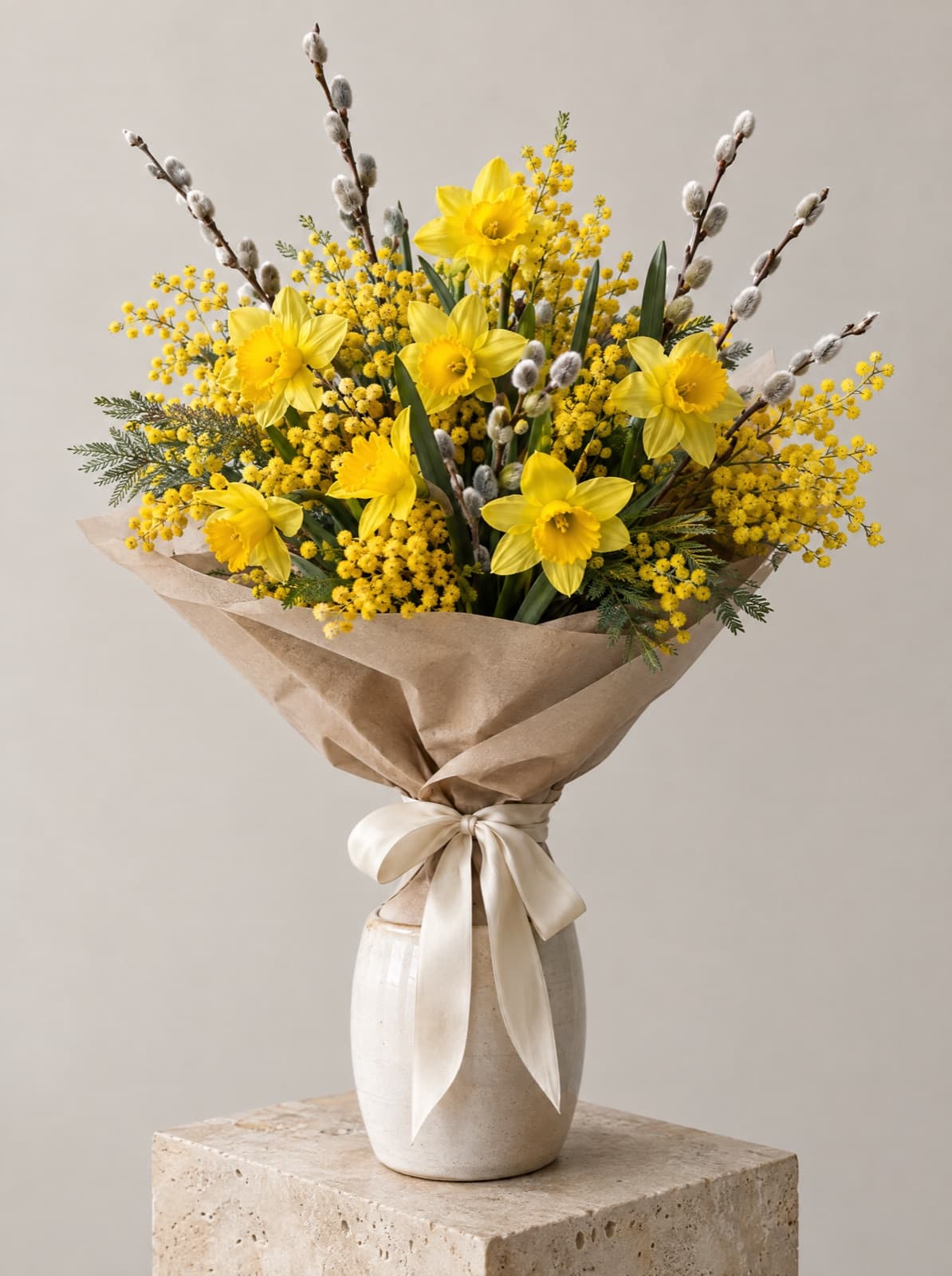 Golden Narcissus Bouquet, hand-tied