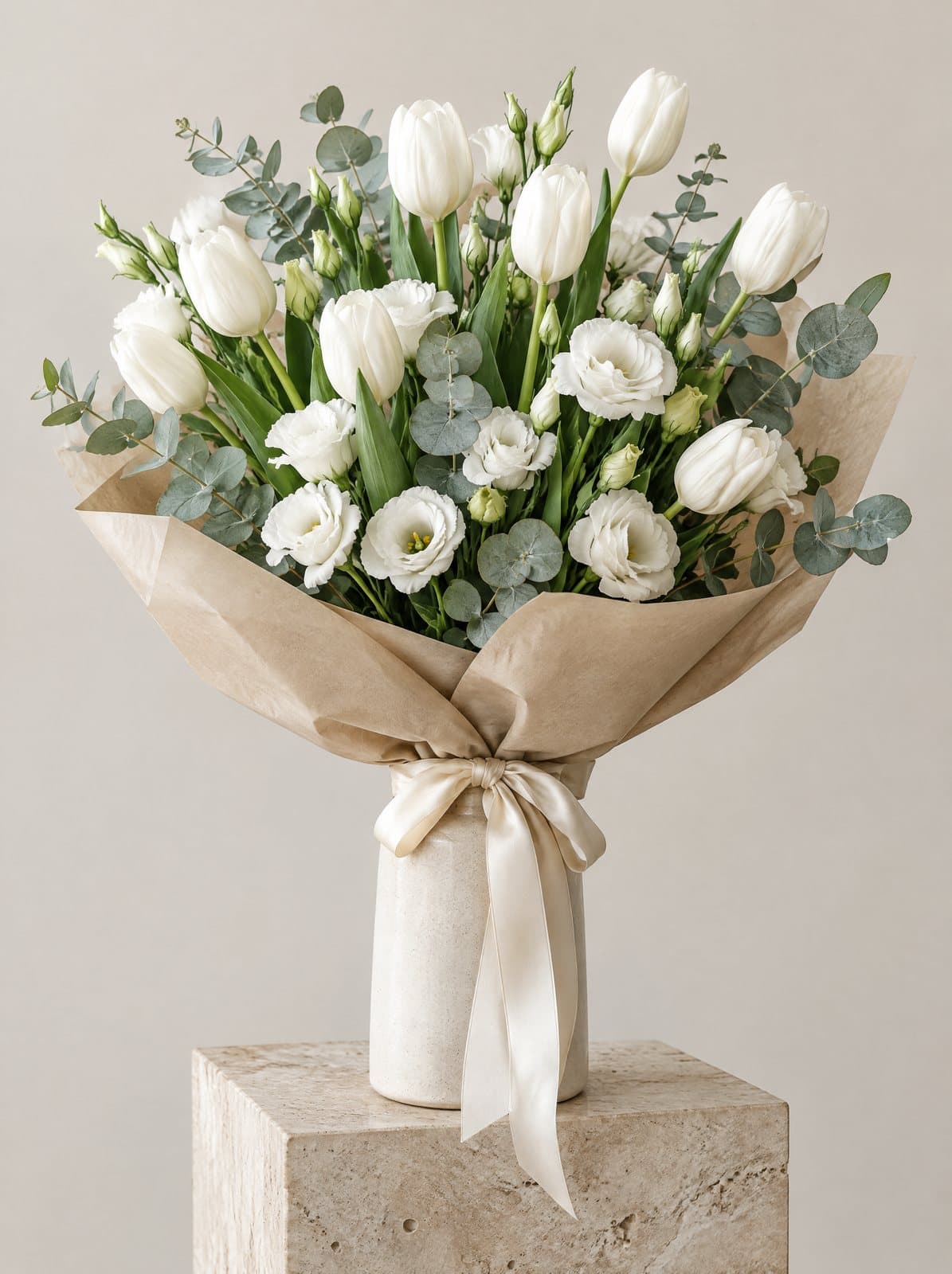 Ivory Tulip Bouquet, hand-tied
