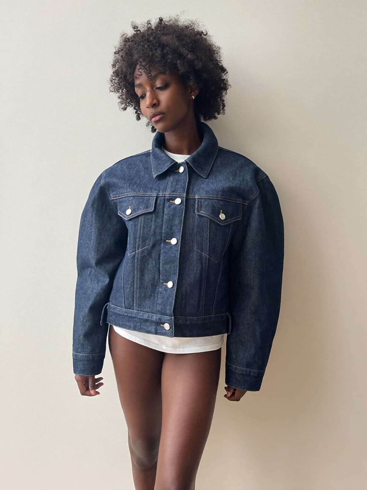 Pia Denim Jacket in Vintage Indigo, front view