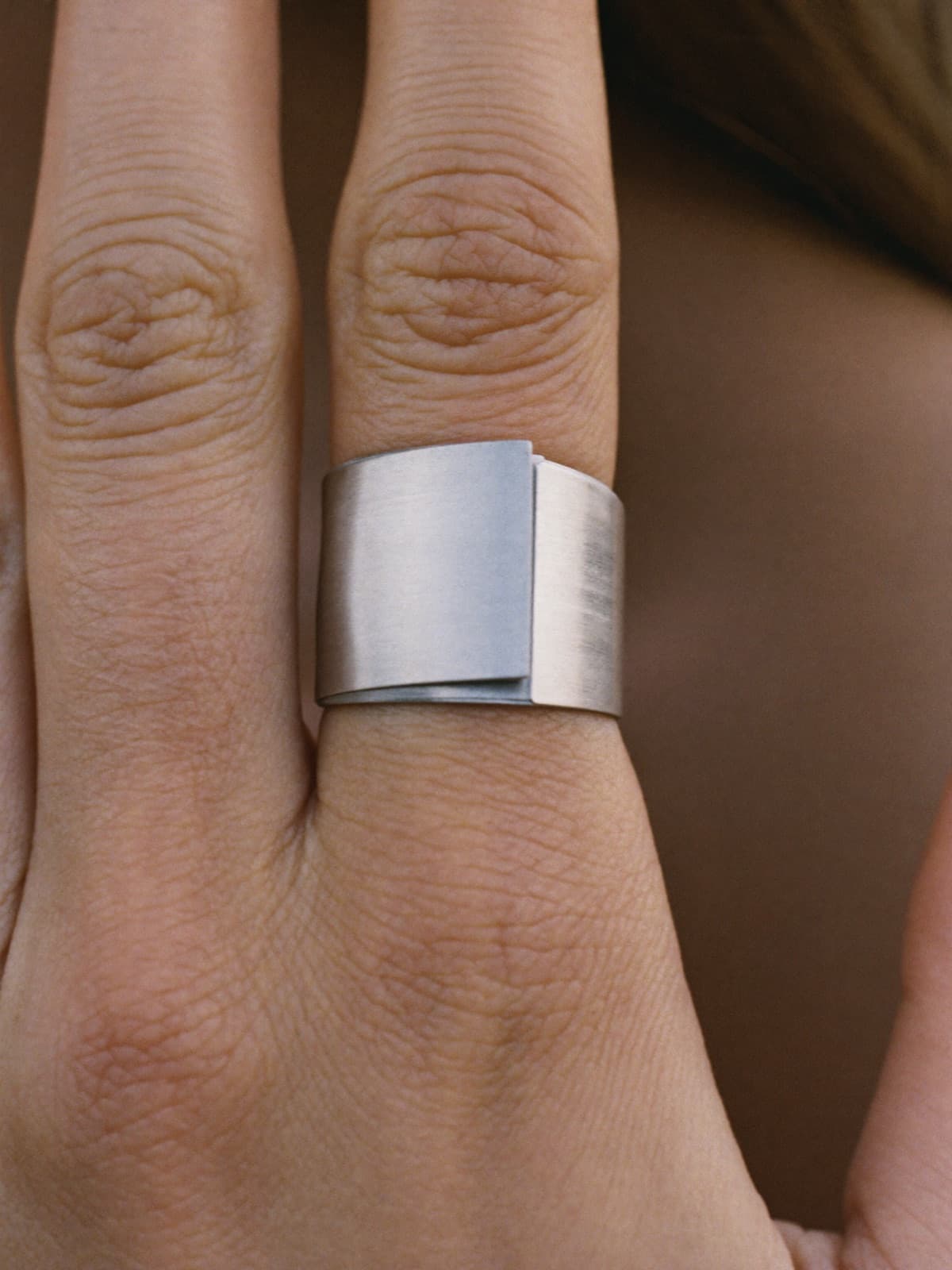 Quarry Wide Band in Silver, worn