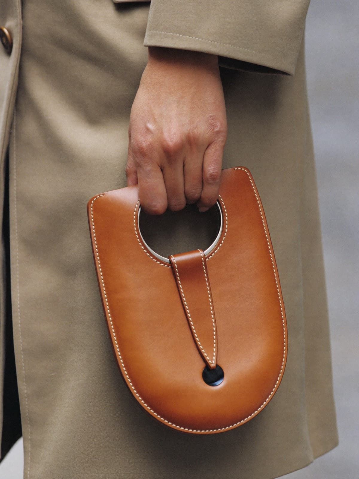 Rea Leather Key Ring in Cognac, styled