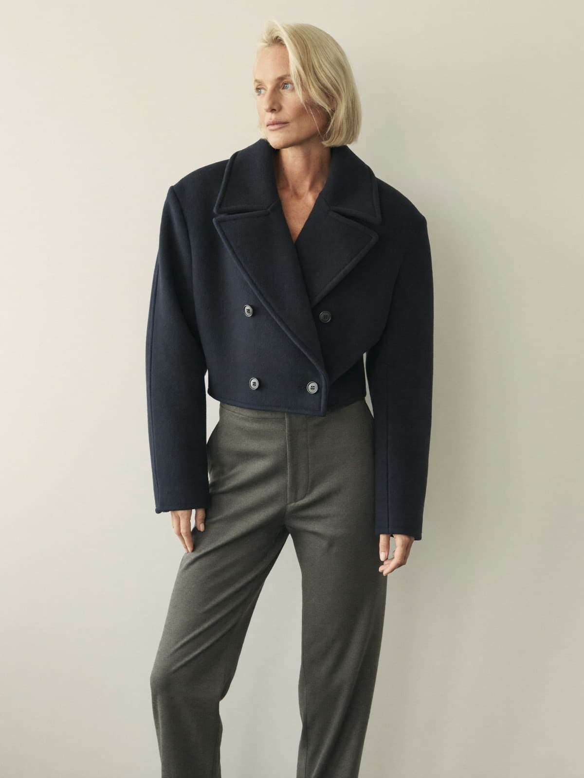 Renna Peacoat in Navy, front view