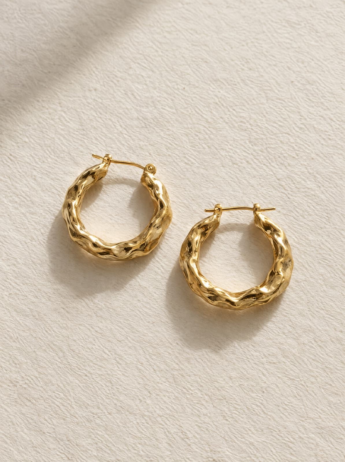 Ripple Textured Hoops in Gold