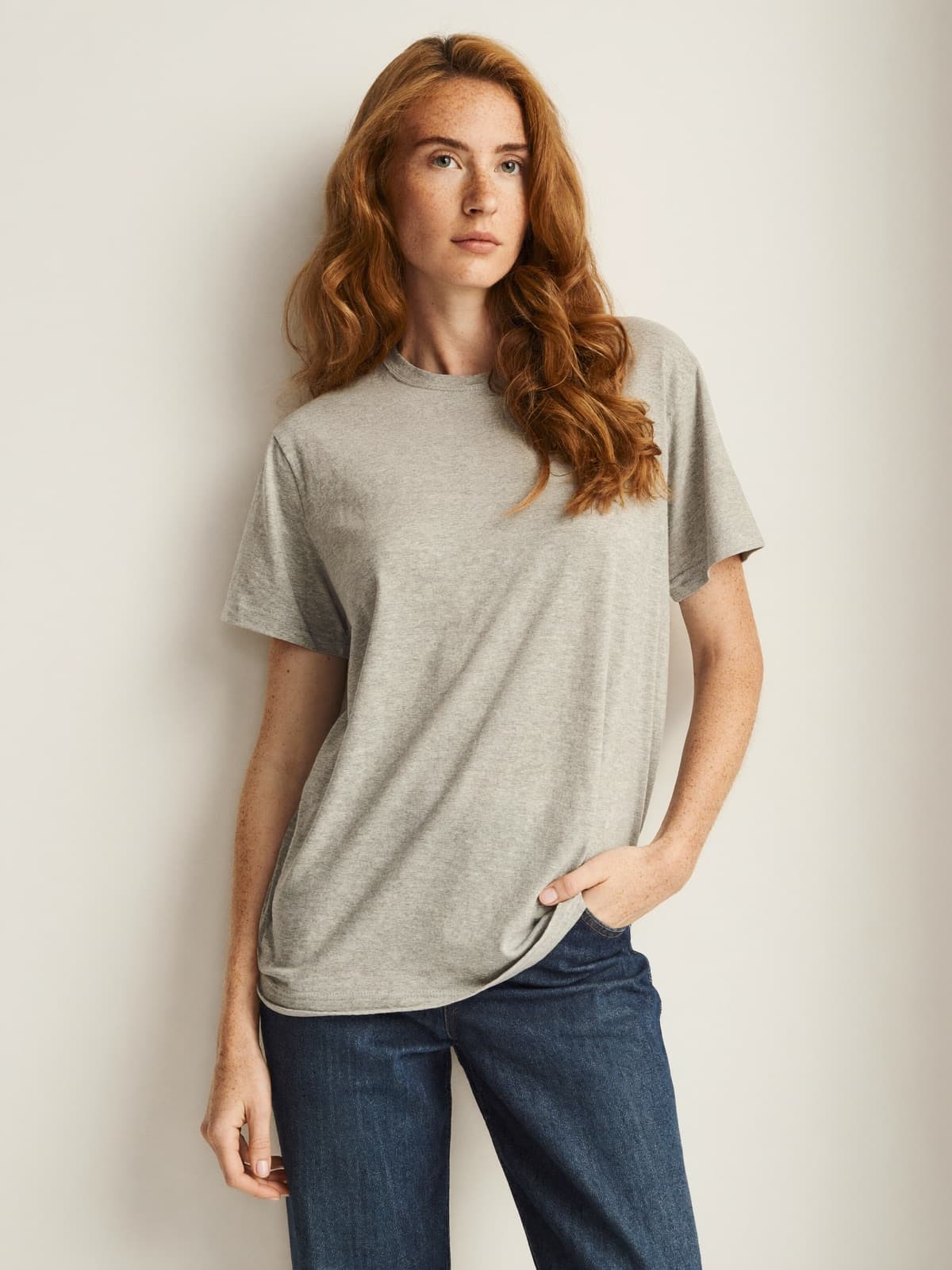 Sable Slub Tee in Grey Marl, front view