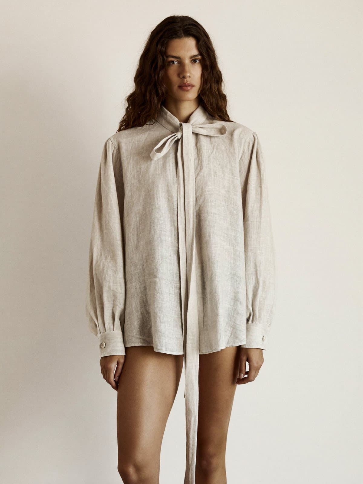Seren Linen Blouse in Ecru, front view