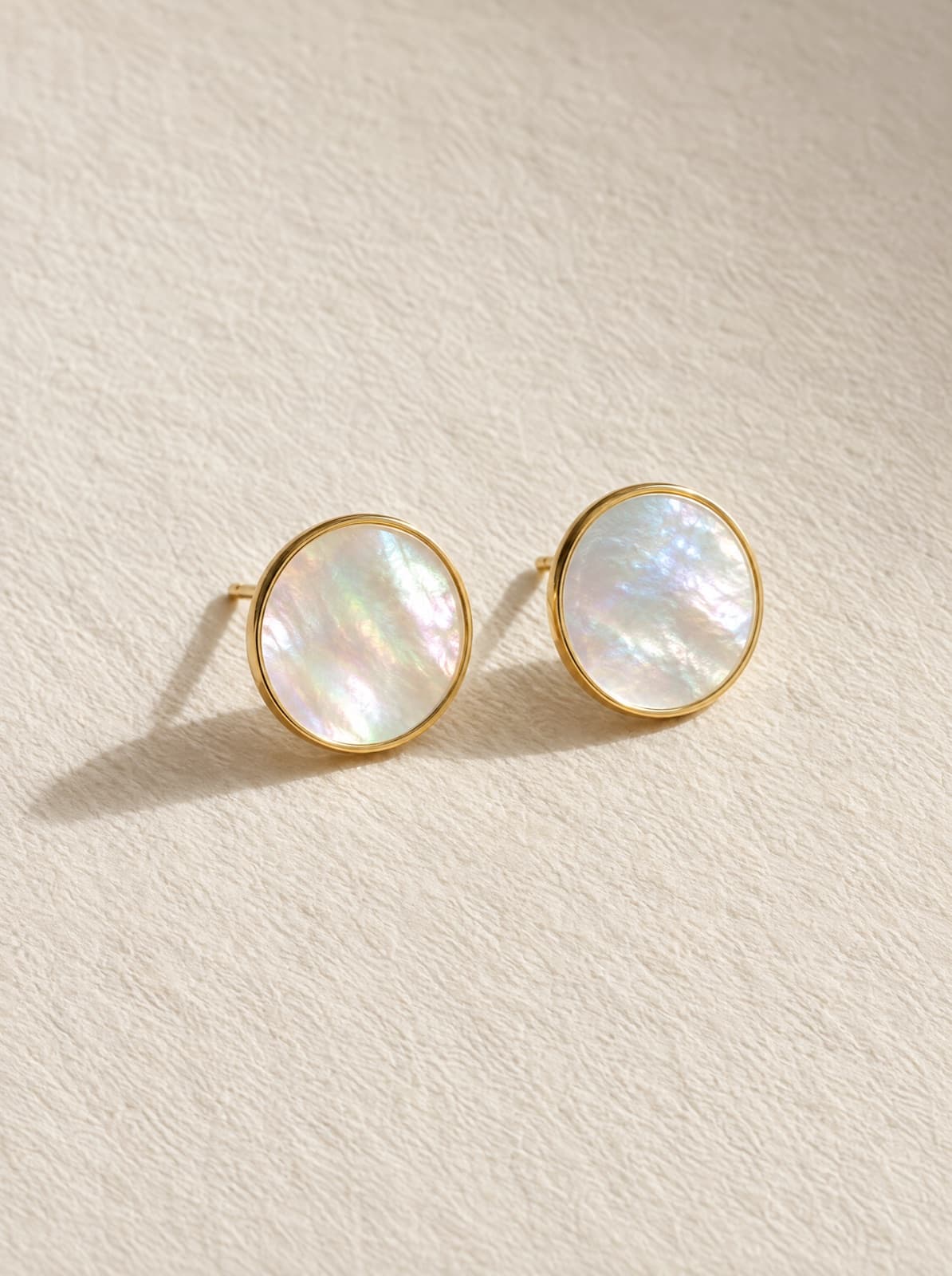 Shell Mother-of-Pearl Studs in Gold