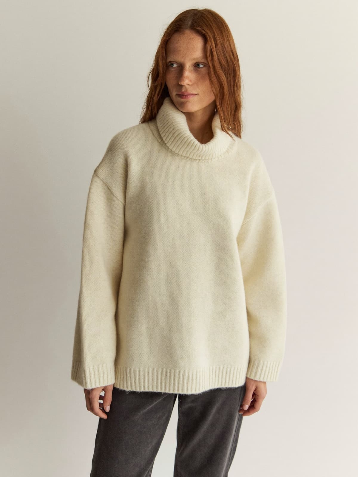 Ulla Turtleneck in Ivory, front view
