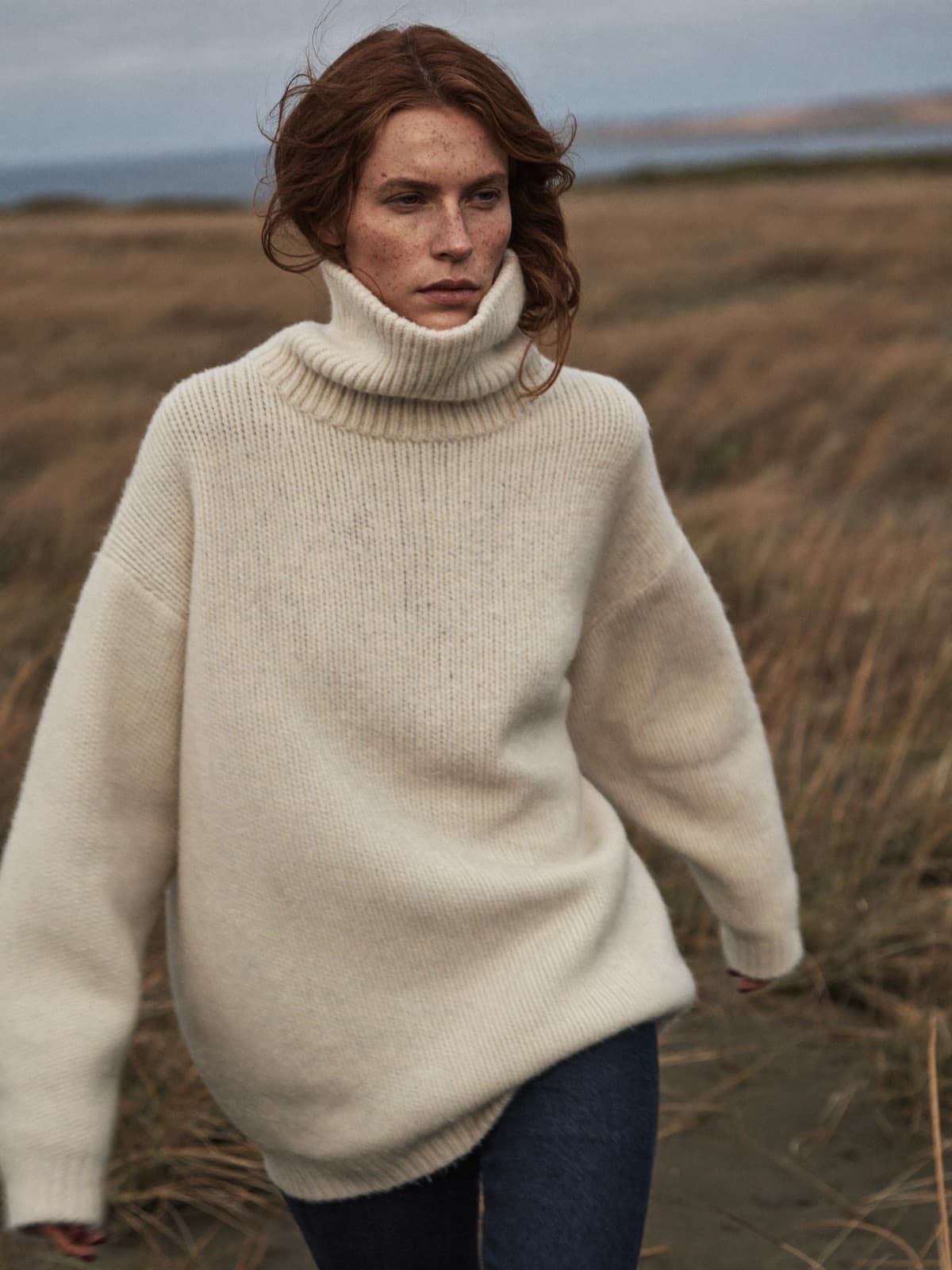 Ulla Turtleneck in Ivory, worn on location