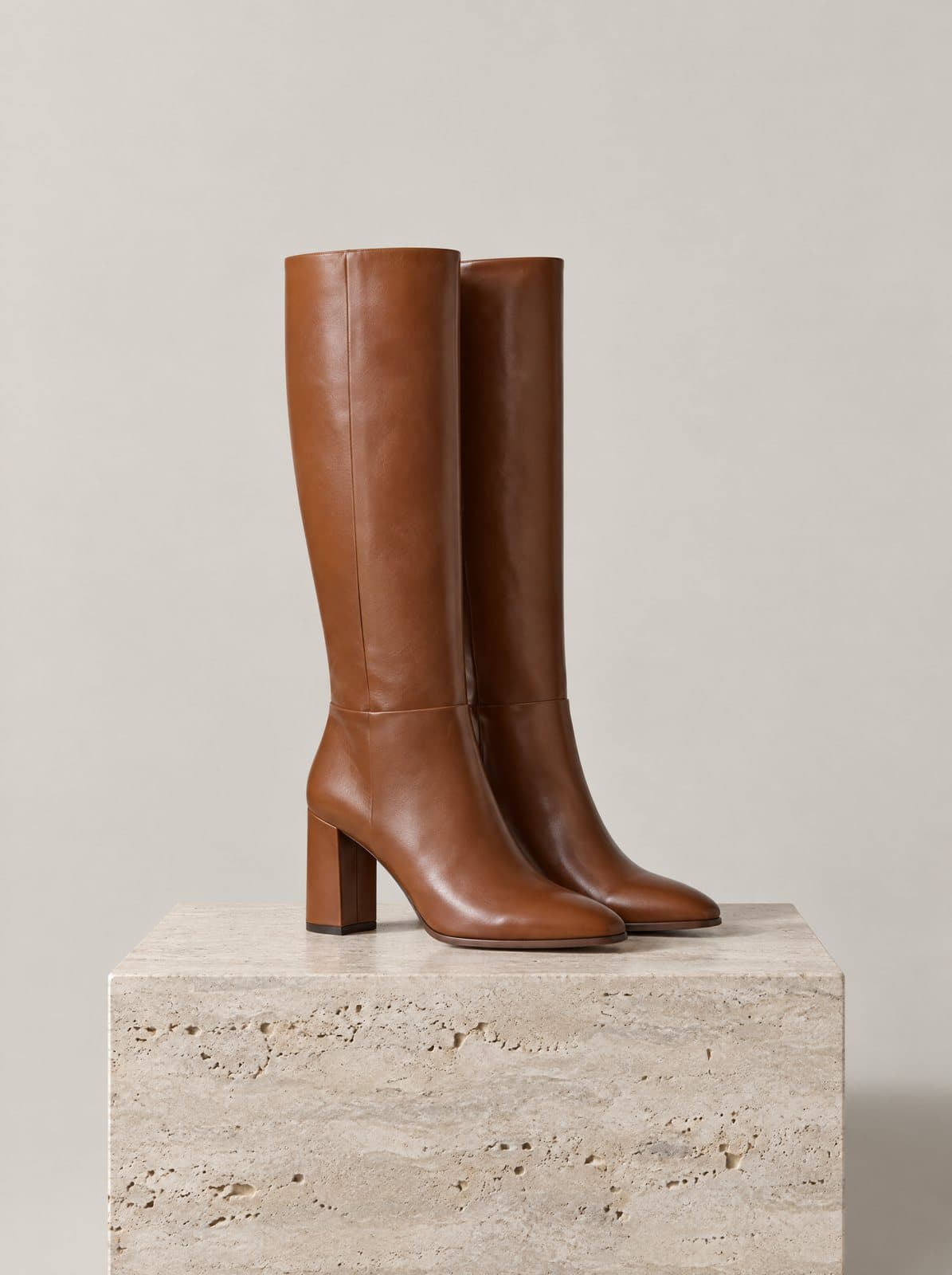 Vesna Knee Boot in Cognac, side view